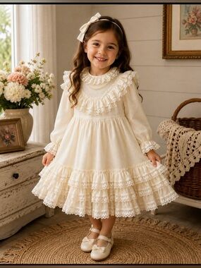 Vintage bea happy by haddad prairie dress size 7 cream